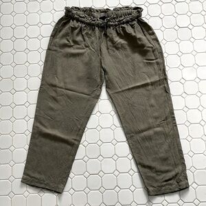 Hatch Maternity Linen Paper Bag Drawstring Pants - size 0, Color Olive